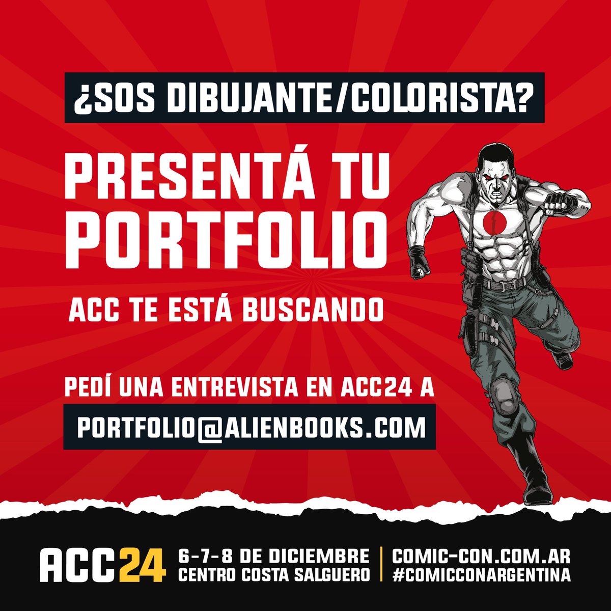 ArgComicCon's tweet photo. ¡Atención, artistas del cómic! 🎨✍️
@alien_books te invita a participar en una Portfolio Review exclusiva durante la @ArgComicCon.
#PortfolioReview #Dibujantes #Coloristas #CómicArgentina #AlienBooks https://t.co/v8WfZZoilJ