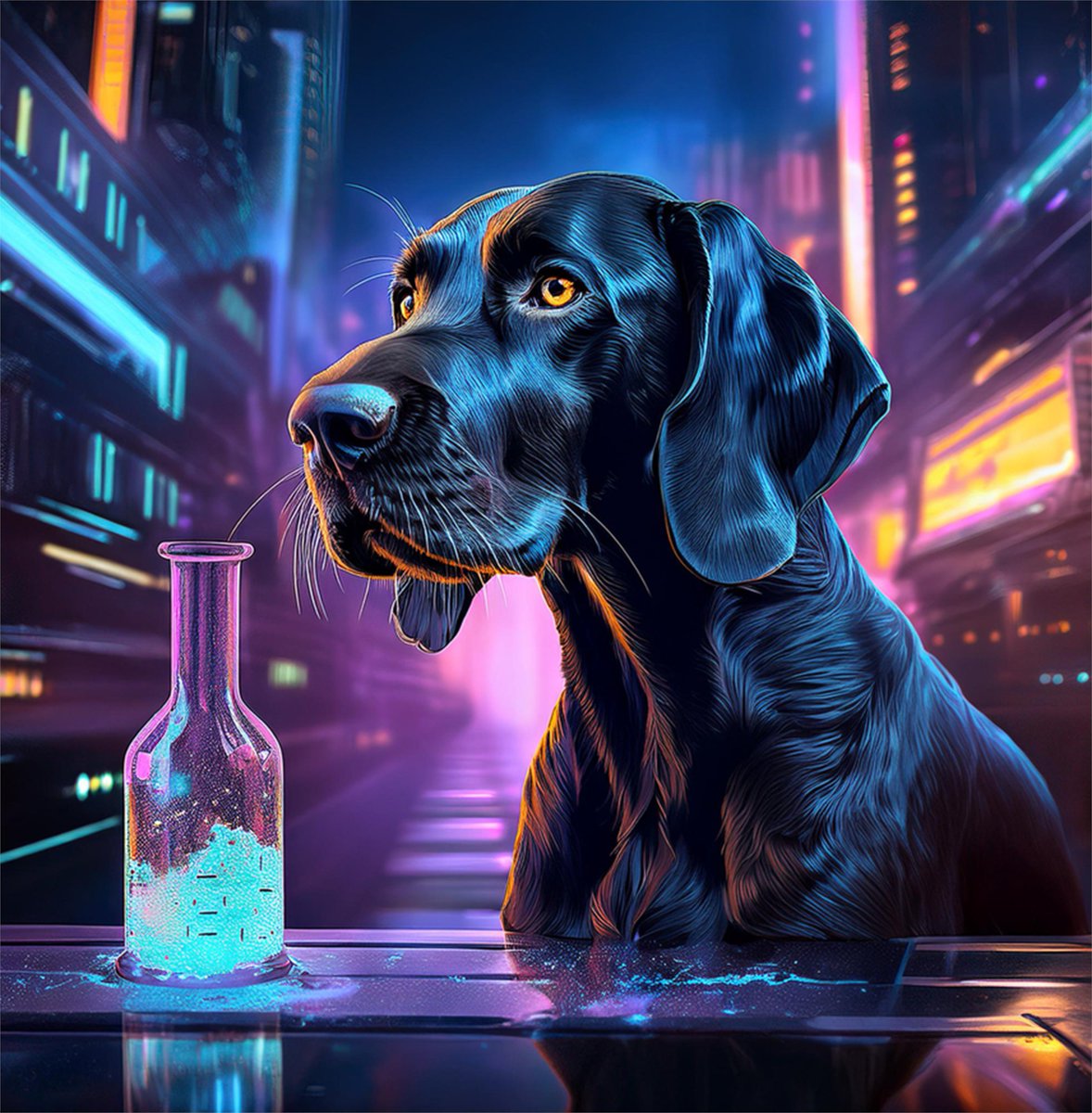 zaramoondogx's tweet photo. Zara prowling the neon-lit streets of Cyberpunk City, hacking the blockchain and stacking $ZARA like a true digital outlaw 🐾💻💸. With glowing shades and a paw on the pulse of the crypto underworld, she’s rewriting the rules of the game 😎⚡. #CryptoDog #NeonPaws #CyberpunkRiches #HODLandHack #ToTheMoonInStyle