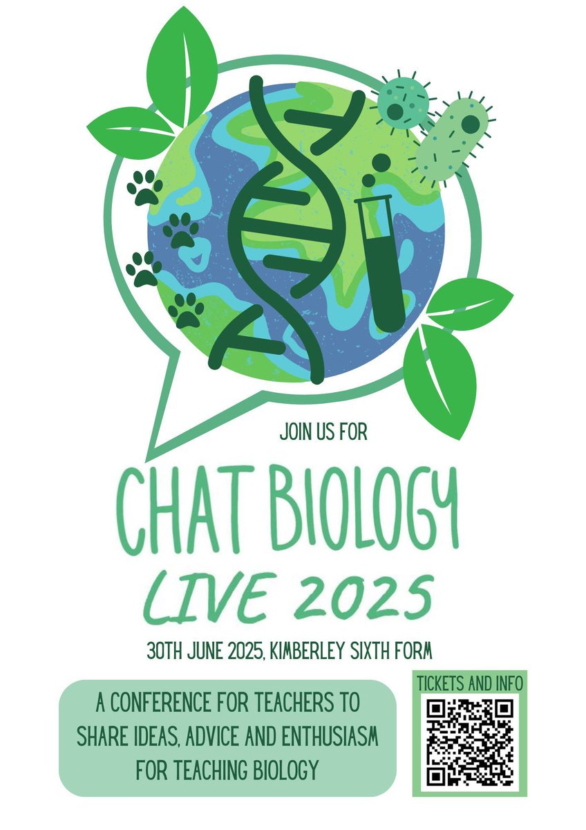 We are so excited to announce that Chat Biology Live is a go! 

All the event information can be found here: buff.ly/3UZMlv7

Tickets will be on sale soon, we hope as many of you can join us as you can!

#EduSky #iTeachBio 🧬 #SciTeachUK