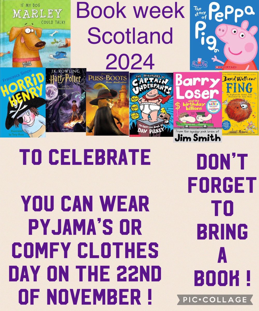ReadingRocksCPS's tweet photo. This Friday (22nd) will be a pyjama or comfy clothes day in school to celebrate Book Week Scotland. Pupils can wear pyjamas or comfy clothing and bring their favourite book 📚 https://t.co/bjVPHtSM9l