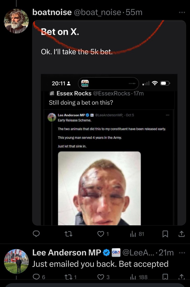 boat_noise's tweet image. Ok @LeeAndersonMP_ let’s get this bet on. I’m happy to put the 5k into an escrow account if you do the same. Then. If you can prove your claim you’ll win the bet.