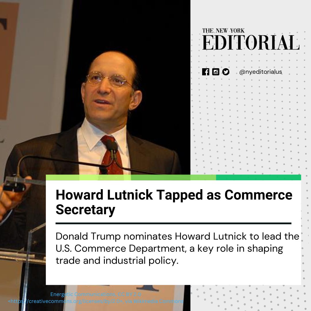 nyeditorialus's tweet image. Howard Lutnick, CEO of Cantor Fitzgerald, is Trump’s pick for Commerce Secretary. A long-time ally, Lutnick will tackle U.S.-China trade and domestic manufacturing. 

#CommerceSecretary #HowardLutnick #USPolicy

Read more: zurl.co/otFQ