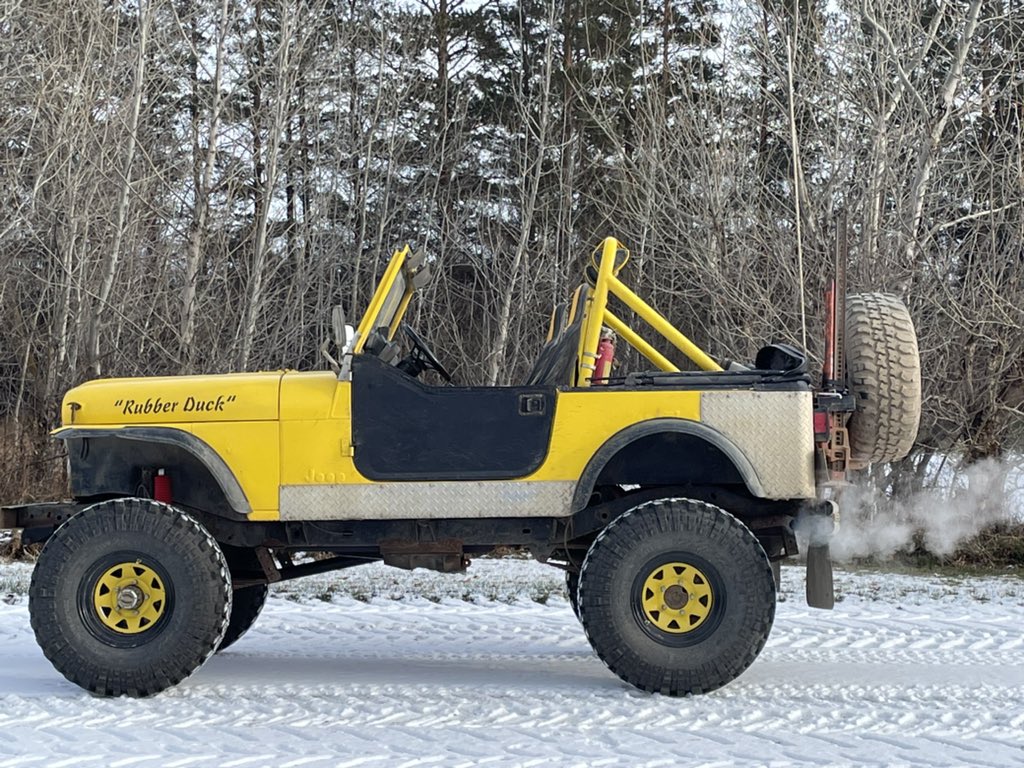 Mice were starting to pack grain into the exhaust, so it was a nice crisp afternoon to take the Duck for a snort down the highway. #CJ7 #Jeep #SuperSwampers