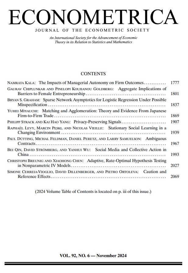 Econometrica, Volume 92, Issue 6 (November 2024)  is now online
econometricsociety.org/publications/e…