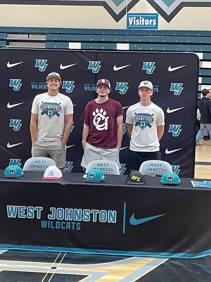 DPCBaseball's tweet photo. Shout out to our boys at West Johnston who signed today!  Kolby Jarman &amp; Jackson Hood both signed at UNCW and Holden Ratliff at Concord! @UNCWBaseball @ConcordBaseball @PrepBaseballNC @PSBaseballScout @BaseballU @NCTriangleBB @d1baseball @4bagcoach https://t.co/9cxTs8bmb4