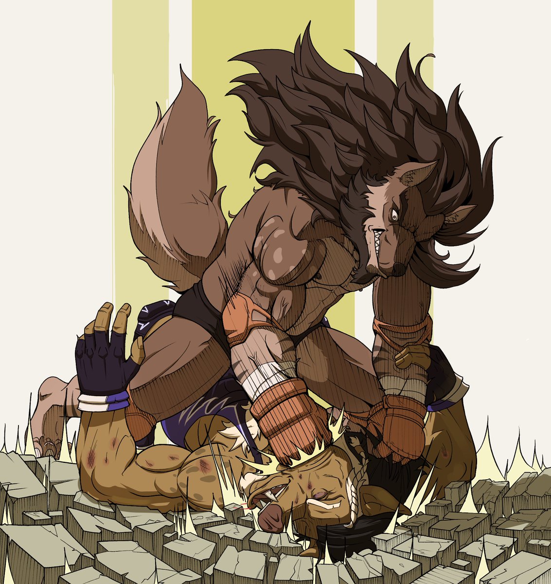 JavierB120's tweet photo. That's gotta hurt! 🔥
Commission done for @WolfdogGruff &amp; @TuskmaneBoi https://t.co/T9KFgDQjRk