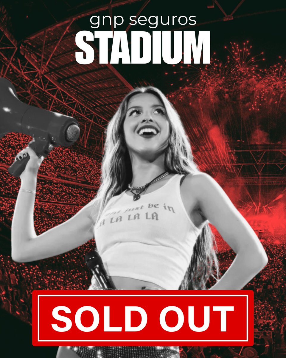 🚨 Olivia Rodrigo has officially sold out her first-ever stadium concert at GNP Seguros Stadium in Mexico.

— A SECOND NIGHT has been added.