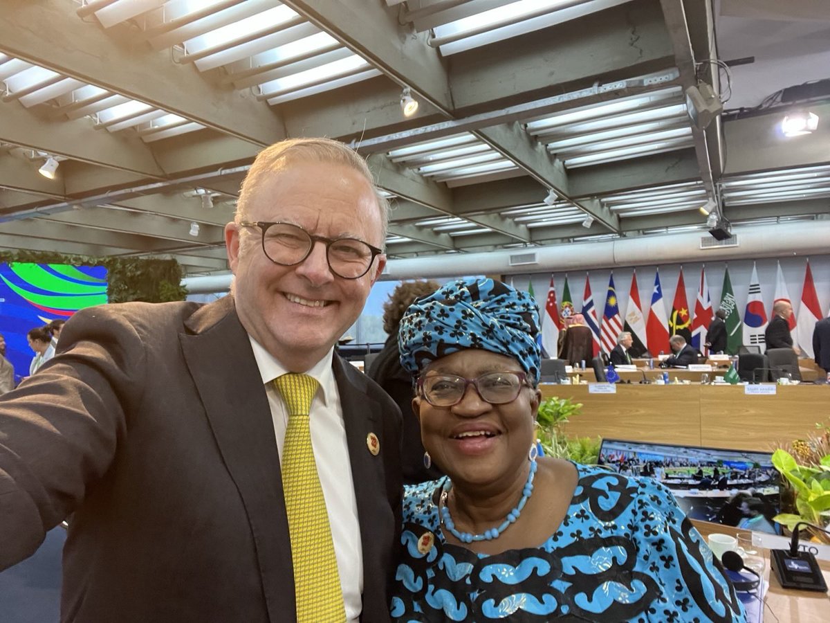 AlboMP's tweet photo. Here at this summit in Brazil, I’ve been able to meet with leaders to work on solutions to our shared challenges. 

Addressing supply chain issues that have pushed up prices, global action on climate change, and the opportunities that clean energy provides to our economies were key points of discussion.