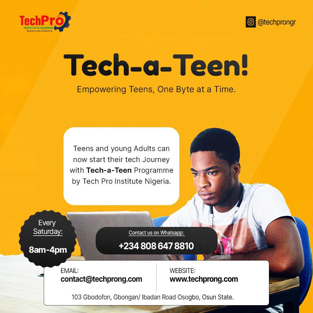 SchoolsinOsun's tweet photo. Hello Osogbo, there is a new tech institute in town! It's called, TechPro Institute, Nigeria. https://t.co/P5bcOoITmq