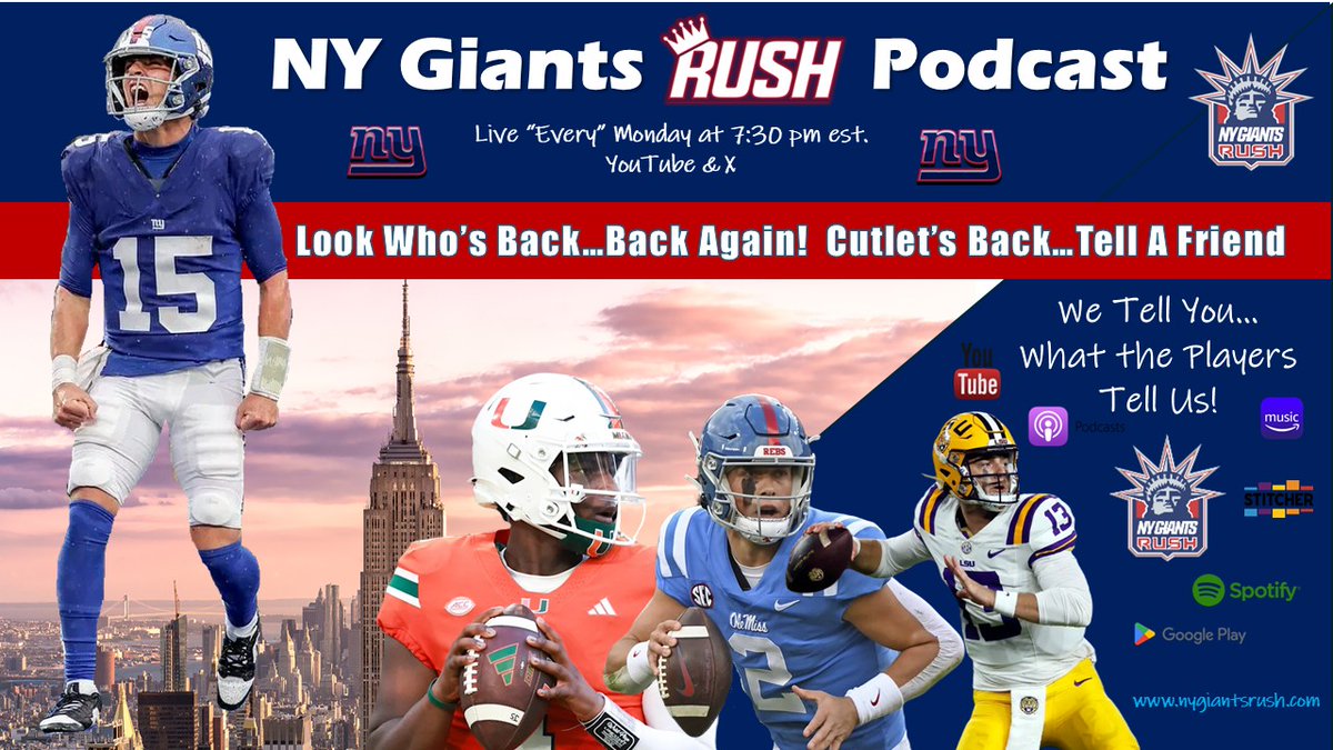 NYGiantsRush's tweet photo. Look Who's Back. Back Again! Cutlets Back, Tell a Friend! ๐
Giants Rush Pod Drop. Twitter GM's Out in Full Force and we have some fun. ๐ง๐ค
https://t.co/Orh3QXv2cl
#nfl
#nygiantsrush
#tommycutlets
#tommydevito
#NYGiants https://t.co/l0Jr2G0CSL