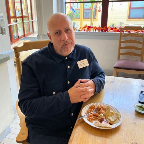 “This food is delicious!” Today’s lunch menu: Fish tacos and a smile! Maitri’s lunch room is full of laughter and happy stomachs.