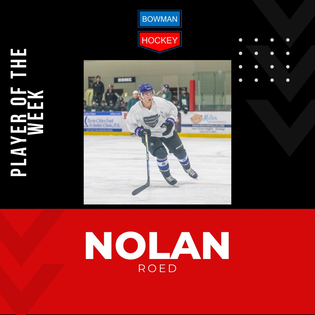 Bowman_Hockey's tweet photo. Our other Co-Player of the Week is F Nolan Roed. The future St. Cloud State Husky had a goal both Friday and Saturday to help Tri City to two victories last weekend. Nolan has points in 11 different games this season to help pace the Storm... https://t.co/gvsyweLnGS