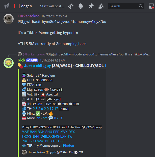 PastelAlpha's tweet photo. Staff member @FurkanTekno called $CHILLGUY at 3m, what a chill guy.

260m ATH (86x!) https://t.co/1XbVTVaem8