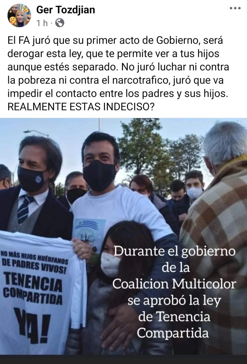 Los padres separados y familias paternas. No votan a <a href="/OrsiYamandu/">Yamandú Orsi</a> . Porque derogará ley de #TenenciaCompartida .