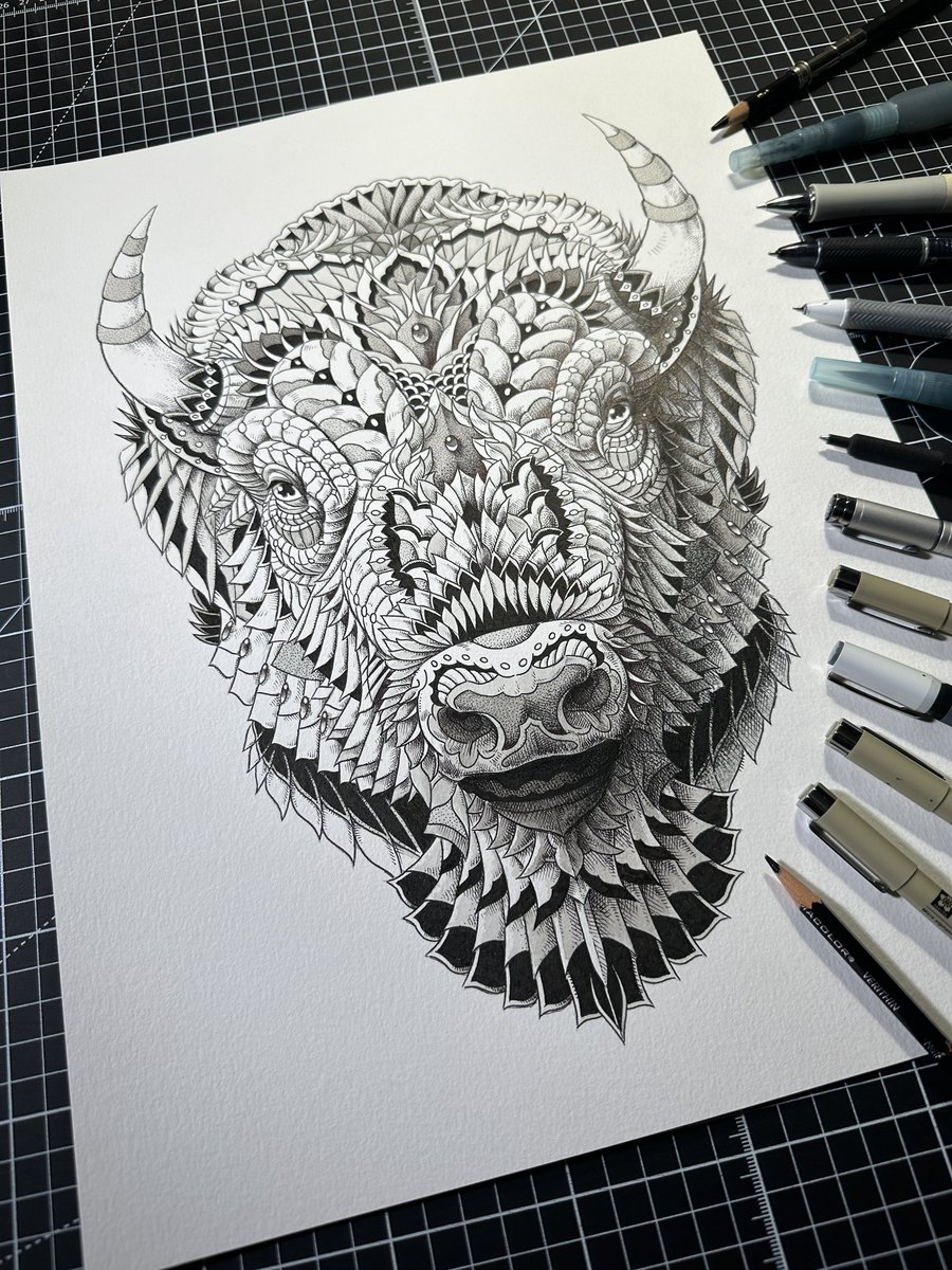 Completed Bison 2.0 drawing. Took about 30 hours to complete.