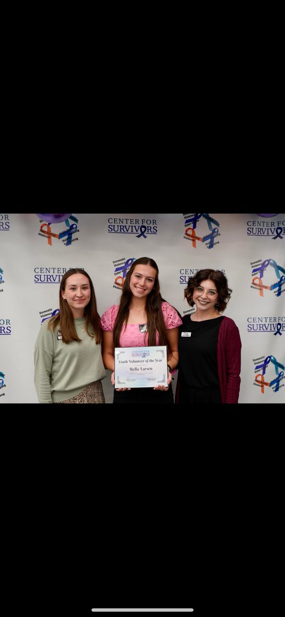Congratulations to Senior Bella Larsen! Youth Volunteer Leader of the year!  Way to go Bella!