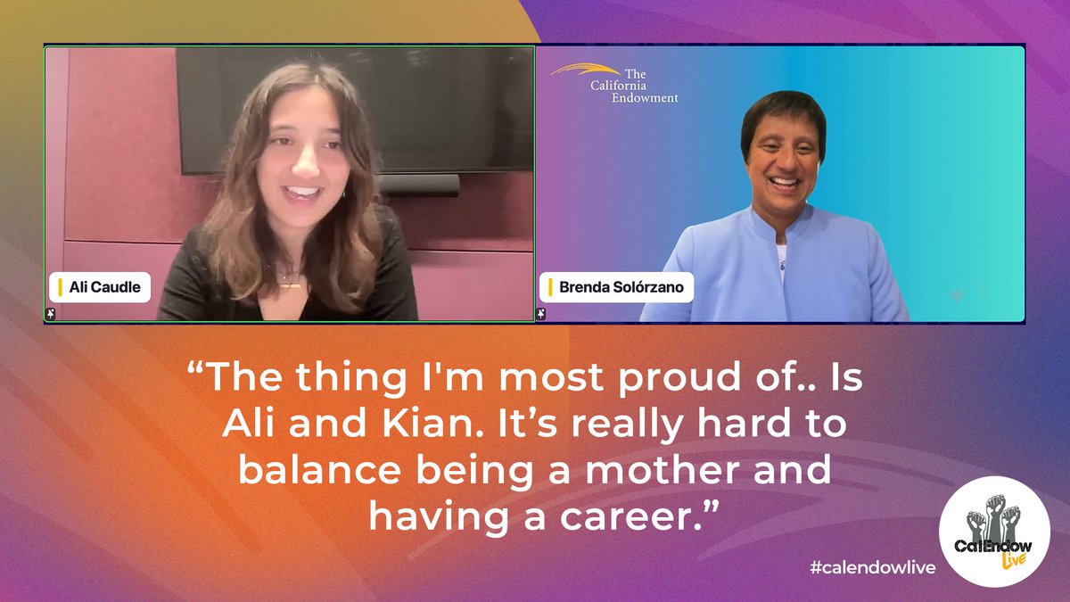 Our President &amp; CEO, Brenda Solórzano, has been in conversation with her daughter, <a href="/AliCaudle/">ali caudle</a> during this #CalEndowLive!

On asking about her proudest moment, she says being a mother to both Ali and her son, Kian.