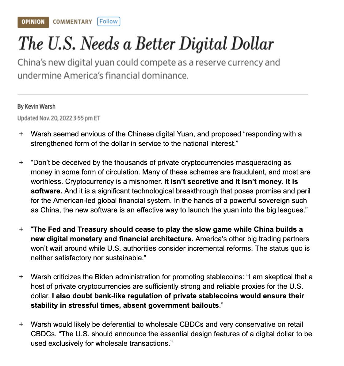 MorgensternNJ's tweet image. Kevin Warsh seems completely at odds with the @realDonaldTrump agenda on trade, Bitcoin &amp;amp; CBDCs.