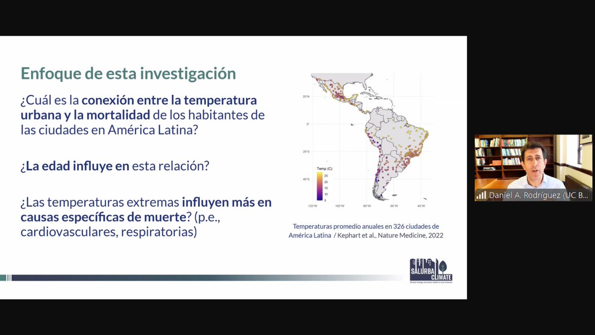 🌎🩺 Impactos del #CambioClimático en la #salud

🗣️ "Hay una proporción sustancial de muertes en la región que se asocia a temperaturas extremas", dijo Daniel Rodríguez, investigador de <a href="/LACUrbanHealth/">SALURBAL-Climate</a>, 

👉 Y recordó que los adultos mayores son especialmente vulnerables