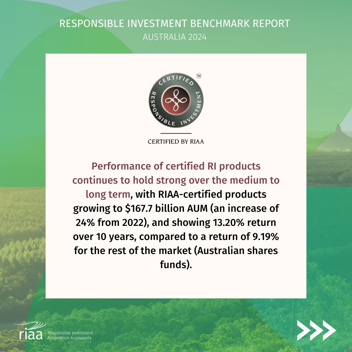 RIAANews's tweet image. The Responsible Investment Benchmark Report Australia 2024 has officially launched, revealing a record $1.6 trillion in responsible investment. This marks a significant shift in the investment landscape.

Explore the full report: responsibleinvestment.org/resources/benc…

#benchmarkreport