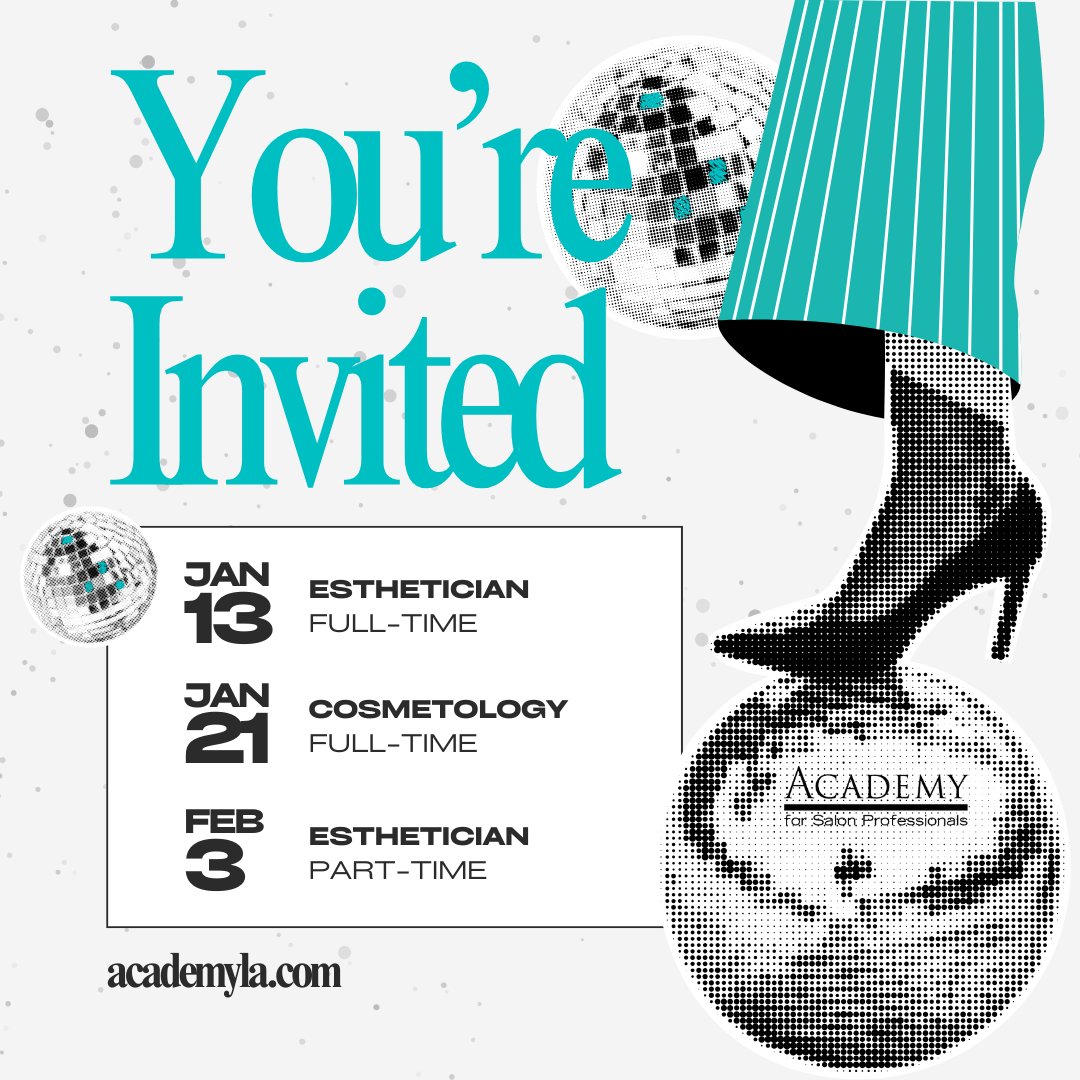 You're invited to ring in the New Year with a new career!! We're kicking off 2025 with new classes at The Academy for Salon Professionals. 🎉🥂 Here is our lineup for the start of the new year. Don't wait, visit academyla.com to sign up before it is too late.
