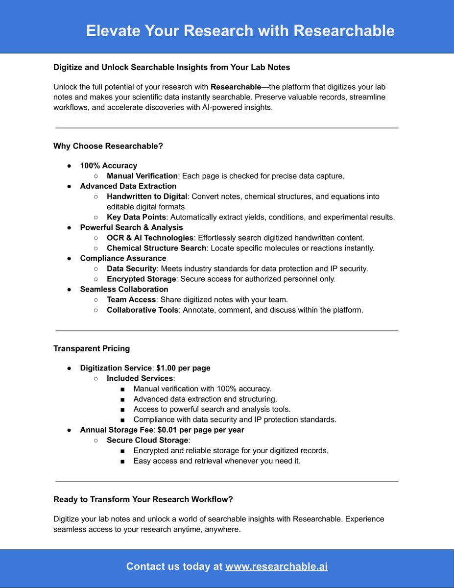 kerkovius's tweet image. This is for everyone who uses a paper notebook out there. I would love to hear from you! Do you want to digitize your notebooks so that you can do structures searches instead of having to flip through each page? Please send me a message or head to our website!