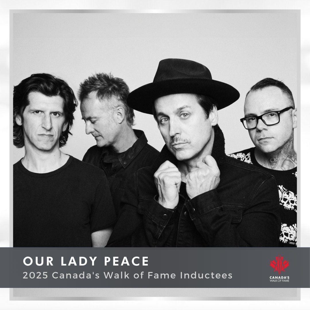 CWOFame's tweet photo. Thrilled to announce @OurLadyPeace as 2025 Inductees in Arts &amp; Entertainment! 🎸 With hits like 'Clumsy' &amp; 'Somewhere Out There,' 4 JUNOs, &amp; 5M+ albums sold, they've shaped Canadian rock for 3 decades. Celebrate them June 14, 2025, at our Awards Show in Toronto. 🇨🇦 
#OurLadyPeace https://t.co/Mw44VdFu6t