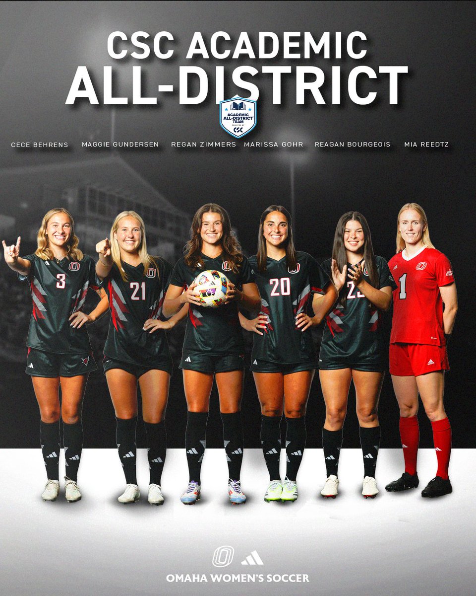 𝑨𝒄𝒂𝒅𝒆𝒎𝒊𝒄 𝑨𝒍𝒍-𝑫𝒊𝒔𝒕𝒓𝒊𝒄𝒕🔖

Congratulations to Cece Behrens, Reagan Bourgeois, Marissa Gohr, Maggie Gundersen, Mia Reedtz, and Regan Zimmers on being named to the 2024 CSC Academic All-District Team!

#OmahaWSOC
