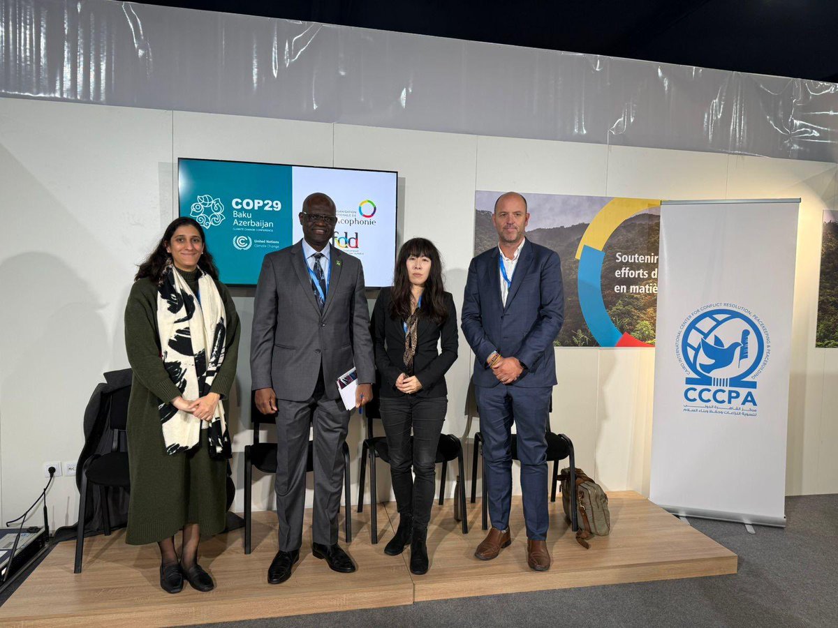 🌐Cairo International Center for Peace (CCCPA) (@cairopeacekeep) on Twitter photo CCCPA concluded its engagements at <a href="/COP29_AZ/">COP29 Azerbaijan</a> w/ an insightful session focused on enhancing trainings for personnel in peace operations to better understand #climate, #peace & #security in partnership with <a href="/OIFrancophonie/">La Francophonie</a> CCCPA concluded its engagements at <a href="/COP29_AZ/">COP29 Azerbaijan</a> w/ an insightful session focused on enhancing trainings for personnel in peace operations to better understand #climate, #peace & #security in partnership with <a href="/OIFrancophonie/">La Francophonie</a>