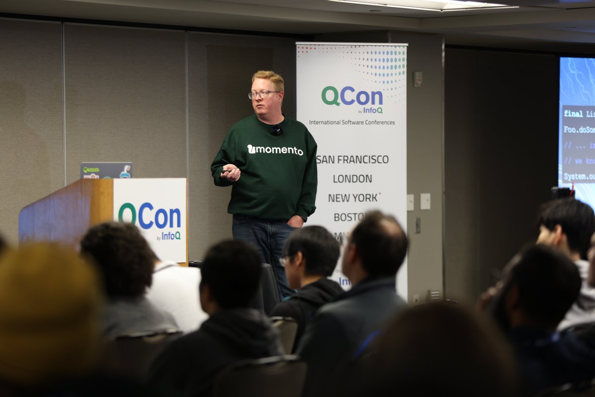 QConSF's tweet photo. 🚀 Chris Price, Software Engineer @momentohq, explores modern language trends to catch bugs at build time rather than runtime, highlighting techniques in #Rust, #Scala, #Kotlin, and more to build #resilient, maintainable #codebases: https://t.co/IBxbspRlRL

#QConSF https://t.co/9e58U80sxR