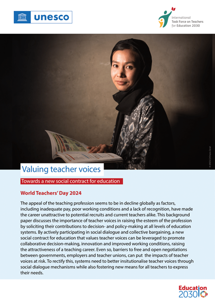 🌟 Valuing teacher voices is key to improving education systems. Our #WorldTeachersDay background paper with <a href="/UNESCO/">UNESCO 🏛️ #Education #Sciences #Culture 🇺🇳</a> explores how empowering teachers through social dialogue can address teacher shortages &amp; elevate the profession. Read more: bit.ly/3Cexk1Y