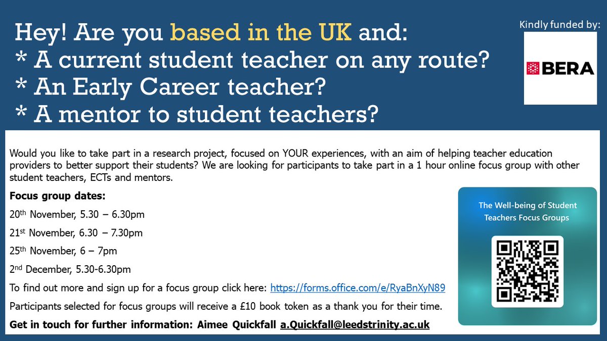 If you are a student teacher, ITE mentor or ECT, we are interested in talking with you about wellbeing. Details below. <a href="/DrAimeeQuicks/">Dr Aimee</a>