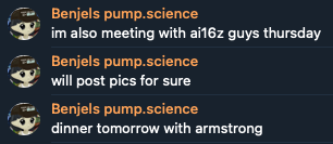 zacxbt's tweet photo. founder of @pumpdotscience dropping alpha in the tg: https://t.co/U65Hdnhxo0 $uro $rif #desci https://t.co/xebPhvim9P