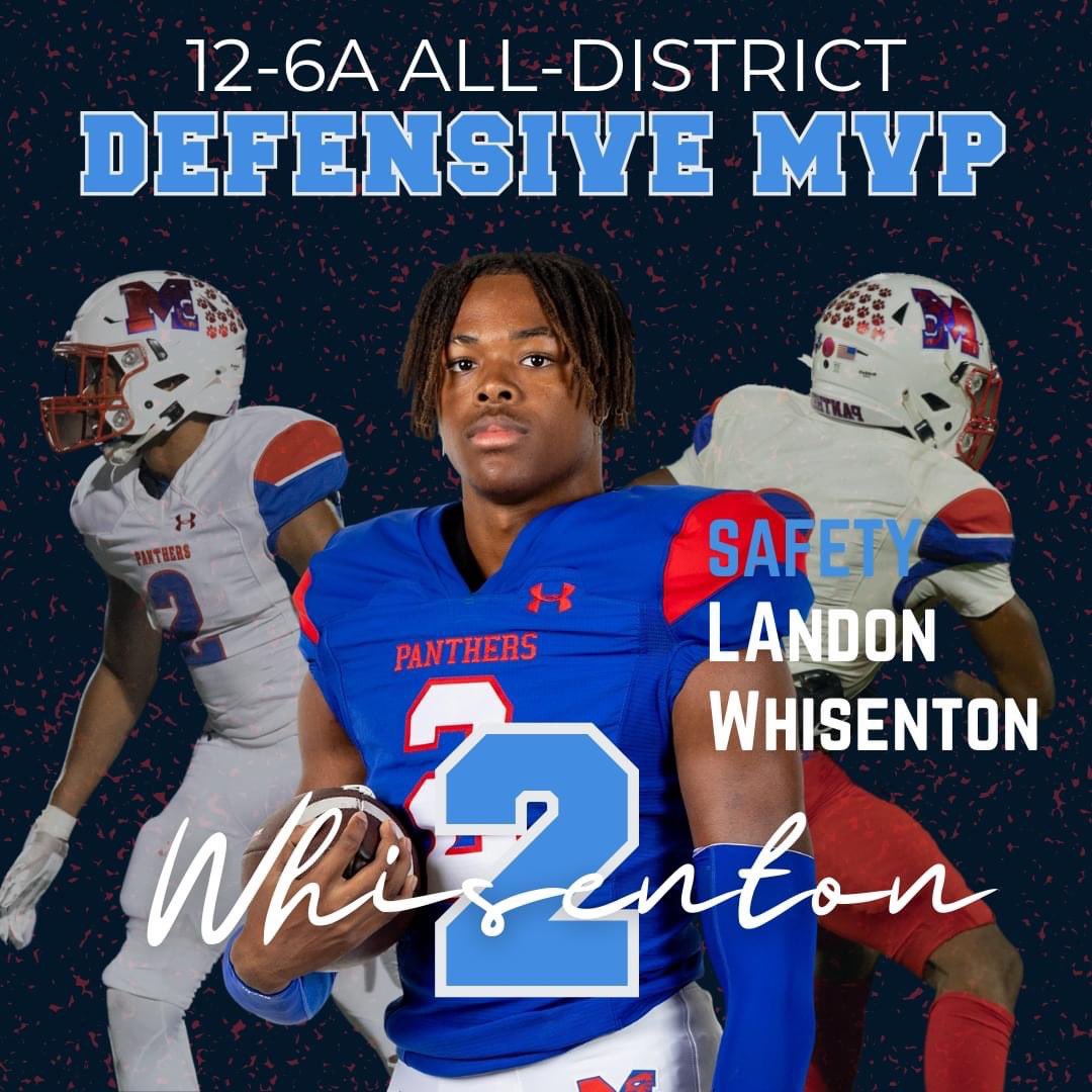 Blessed to receive 6A District 12 All-District Defensive MVP!! I want thank all my coaches and teammates for a great season.