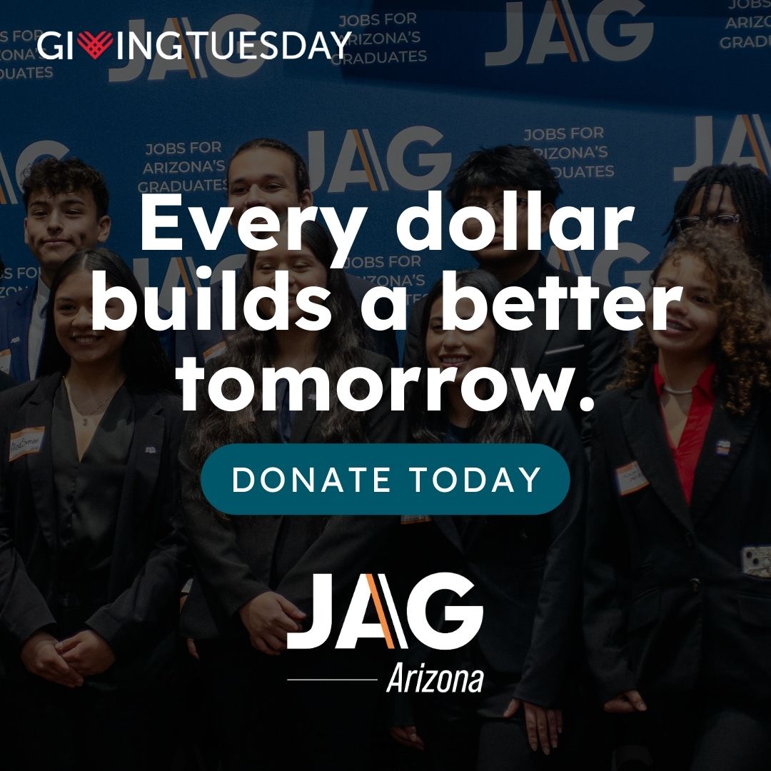 We aim to bring JAG’s life-changing programs to more middle schools and high schools throughout Arizona!

Together, we’re transforming lives by removing barriers and providing the support that students need to succeed. 

zurl.co/Donate

#givingtuesday #mightytuesday