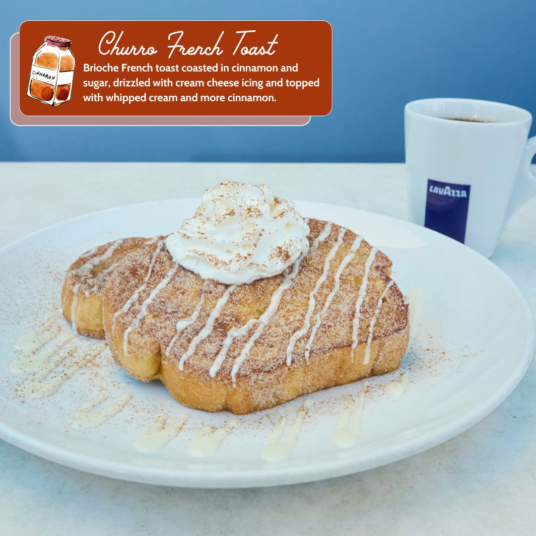 BrokenYolkCafe's tweet photo. Warning: highly addictive brunch ahead 🚨 Cinnamon lovers, this one’s for you! 🤎 #ChurroFrenchToast https://t.co/GKkZc5xUfy