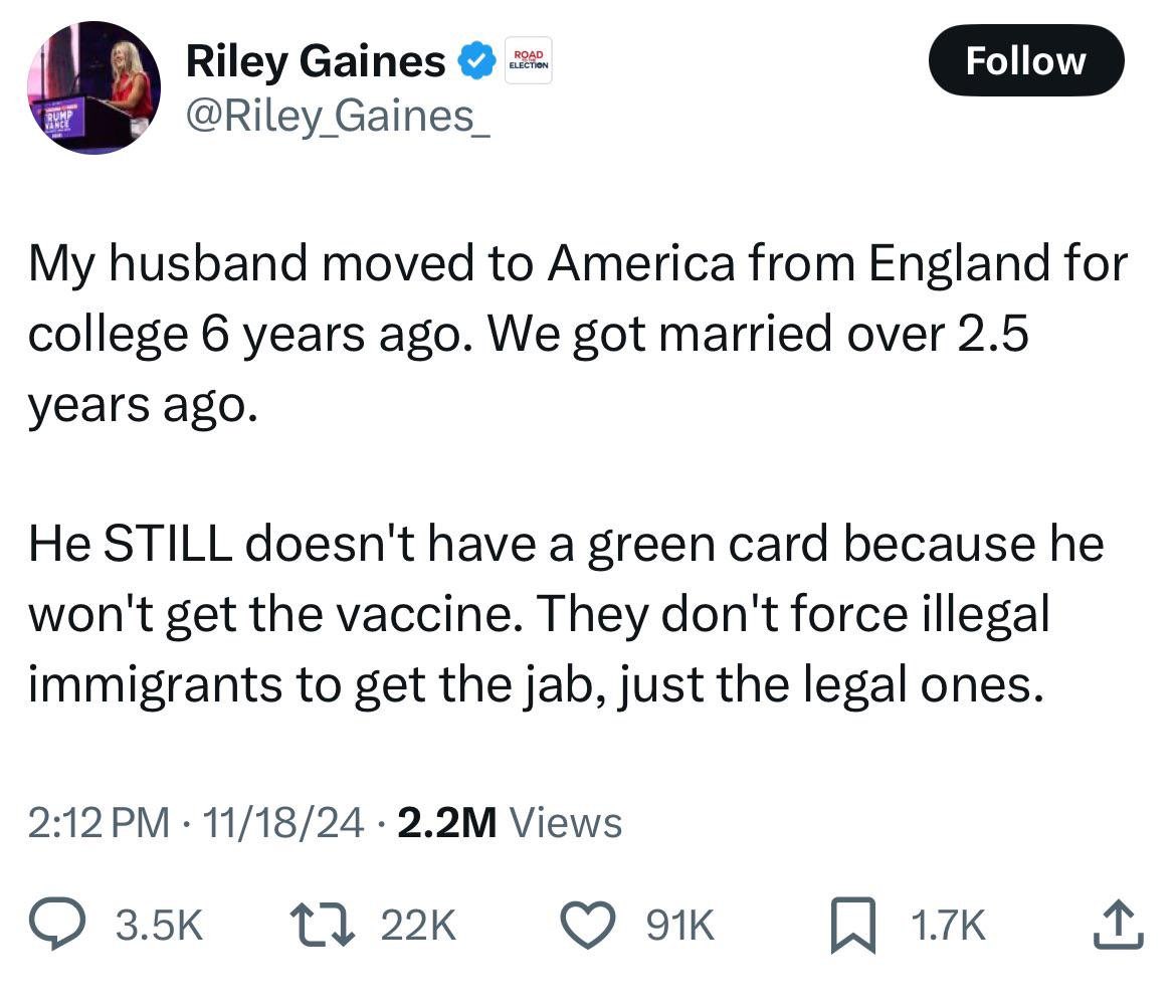 Ryan Shead (@ryanshead) on Twitter photo Time to deport <a href="/Riley_Gaines_/">Riley Gaines</a> husband!
…does she have kids that we can kick out too? 😃 Time to deport <a href="/Riley_Gaines_/">Riley Gaines</a> husband!
…does she have kids that we can kick out too? 😃