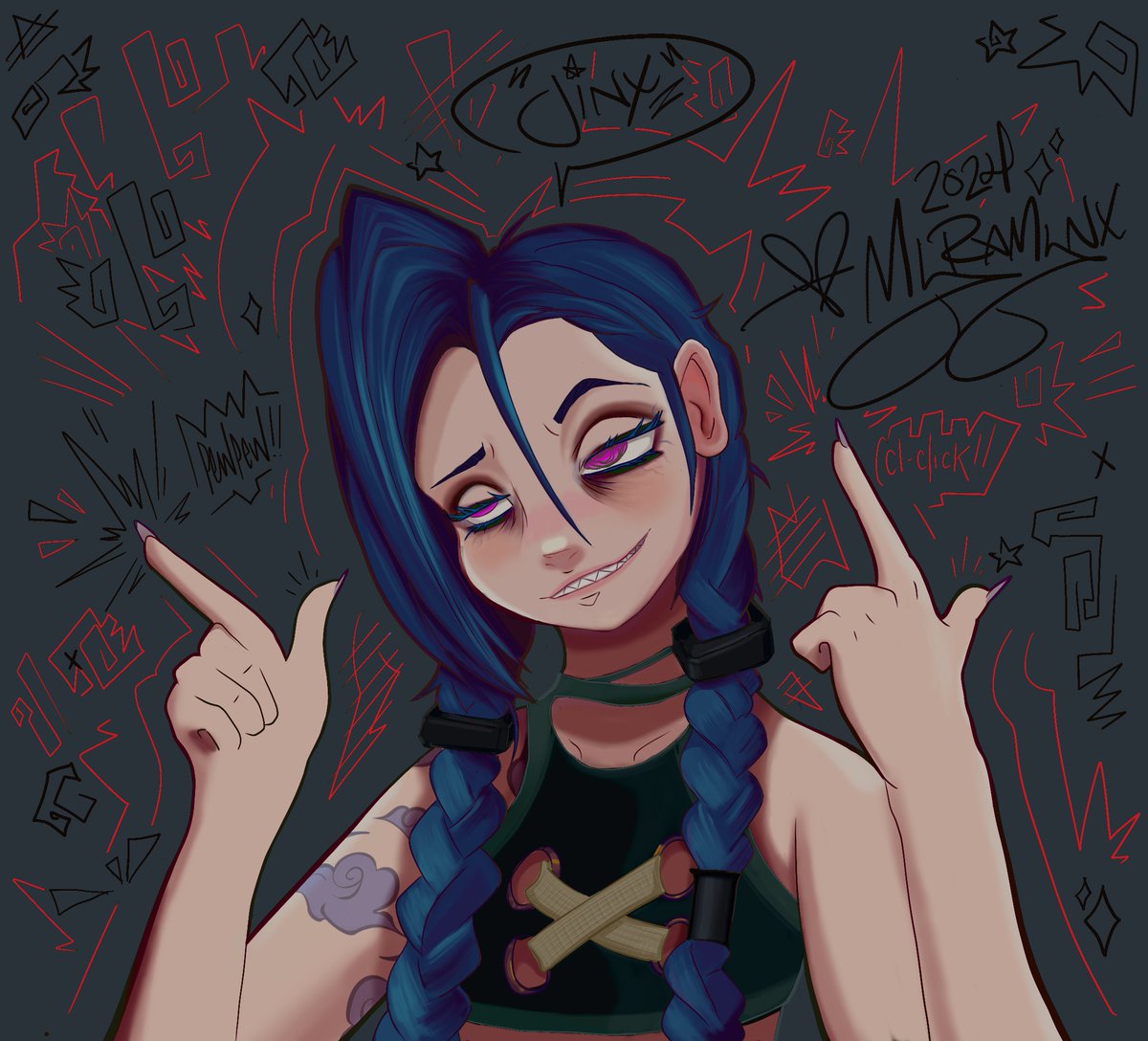 Help I did some fanart of Jinx from #ArcaneSeason2 but I'm new to colouring I have no idea what I'm doing 🥺🙏

Feedback 🆗👍