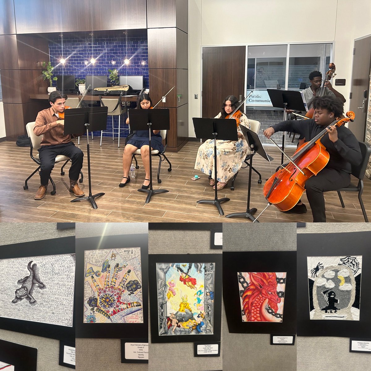 Performing for the ⁦<a href="/VisualArtHumble/">Humble ISD Visual Arts</a>⁩ student art show! Checking out some art from our ⁦<a href="/HumbleISD_HHS/">Humble High School</a>⁩ and ⁦<a href="/HumbleISD_HMS/">Humble Middle School</a>⁩ students too!