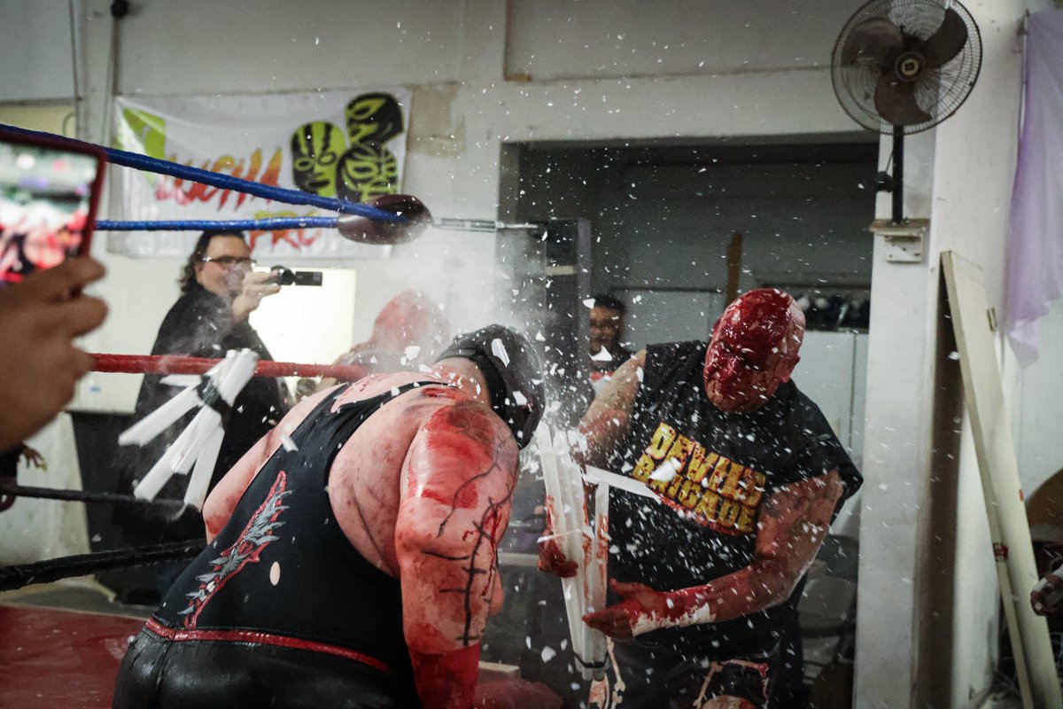 crimsoncrownccw's tweet photo. The SUPREME Violence Championship was on the line as the unholy “Demon in Flesh” Michael Krueger collided with the merciless “Rigor Mortis Maniac” CARNAGE in a blood-soaked battle for dominance‼️

Barbed wire ripped flesh. Steel cracked bone. A horrifying spectacle was unleashed leaving the ring a wasteland of destruction after these two monsters locked horns‼️

Did Carnage’s reign of terror endure the onslaught, or did Krueger drag CCW into a nightmarish new era of suffering⁉️

Don’t miss @crimsoncrownccw Presents: #CCWFRIDAYNIGHTBRAWL 3 THIS WEEKEND on @indiewrestling to discover who emerged victorious-or if anyone escaped at all‼️

(Also available for purchase on physical media & download via @smartmarkvideo)

Photos taken by @iamivanxxx 📸 

#deathmatch #wrestling #deathmatchwrestling #nodeathmatchnolife #indywrestling #deathmatchwrestler #prowrestling #wwe #nxt #gcw
#aew #indiewrestling #icwnhb #iwa #ecw
#wrestlemania #icwnoholdsbarred #jonmoxley #h2Owrestling
#rhearipley #gamechangerwrestling
#ruthlessprowrestling #cmpunk #ccw #bloodbros #bloodbrospro #crimsoncrown #supremeviolence @xxxTaylorNicole