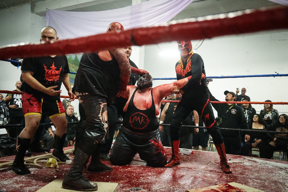 crimsoncrownccw's tweet photo. The SUPREME Violence Championship was on the line as the unholy “Demon in Flesh” Michael Krueger collided with the merciless “Rigor Mortis Maniac” CARNAGE in a blood-soaked battle for dominance‼️

Barbed wire ripped flesh. Steel cracked bone. A horrifying spectacle was unleashed leaving the ring a wasteland of destruction after these two monsters locked horns‼️

Did Carnage’s reign of terror endure the onslaught, or did Krueger drag CCW into a nightmarish new era of suffering⁉️

Don’t miss @crimsoncrownccw Presents: #CCWFRIDAYNIGHTBRAWL 3 THIS WEEKEND on @indiewrestling to discover who emerged victorious-or if anyone escaped at all‼️

(Also available for purchase on physical media & download via @smartmarkvideo)

Photos taken by @iamivanxxx 📸 

#deathmatch #wrestling #deathmatchwrestling #nodeathmatchnolife #indywrestling #deathmatchwrestler #prowrestling #wwe #nxt #gcw
#aew #indiewrestling #icwnhb #iwa #ecw
#wrestlemania #icwnoholdsbarred #jonmoxley #h2Owrestling
#rhearipley #gamechangerwrestling
#ruthlessprowrestling #cmpunk #ccw #bloodbros #bloodbrospro #crimsoncrown #supremeviolence @xxxTaylorNicole