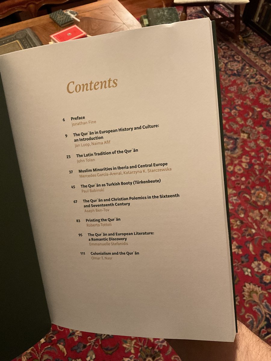 Very happy to see this new arrival: the catalog for the Vienna Weltmuseum’s exhibition “The European Qur’an”, edited by Jan Loop and Naima Afif, and with Goethe gracing the cover in a portrait by Marwan Shahin