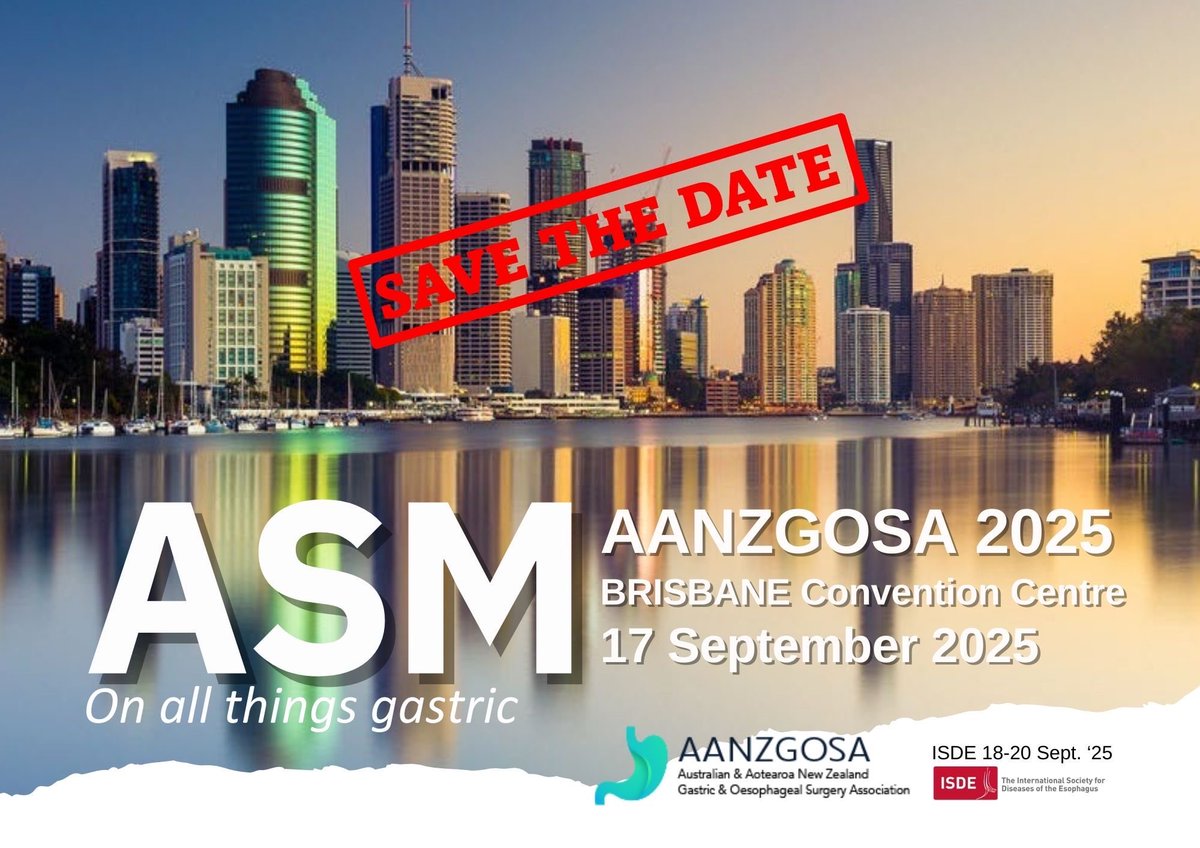 <a href="/ISDE_net/">ISDE.net</a> <a href="/MagnusNsurgonc/">Magnus Nilsson</a> Why not also come a day earlier and attend the AANZGOSA ASM on all things gastric. Save the date 17th Sept. Same convention center, same great city, people and nature. See you all in Brisbane for AANZGOSA &amp; ISDE 2025