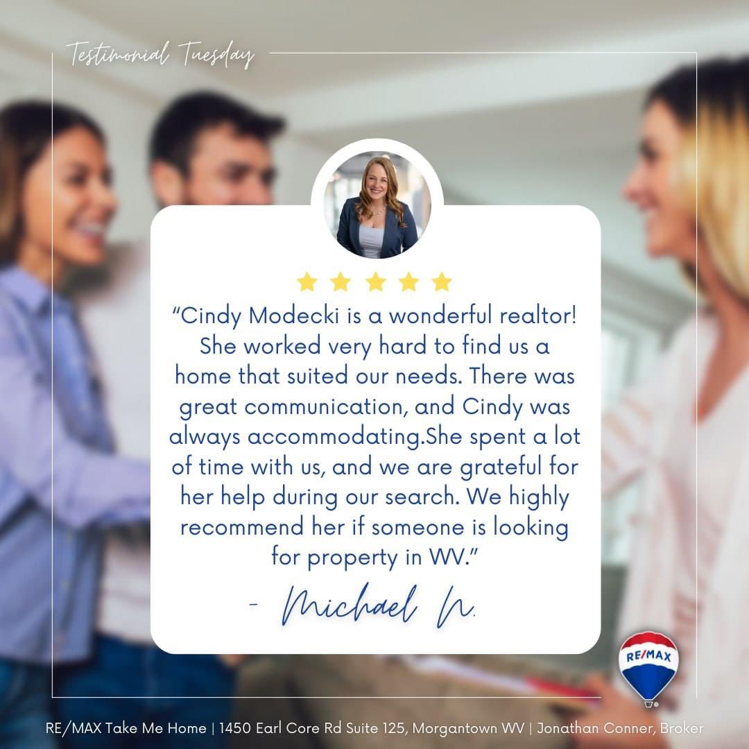 Truly love working to help my clients find the perfect home. Thank you for the kind words ❤️ 
#TestimonialTuesday #remaxhustle #morgantown #RealEstate #realestateagent
