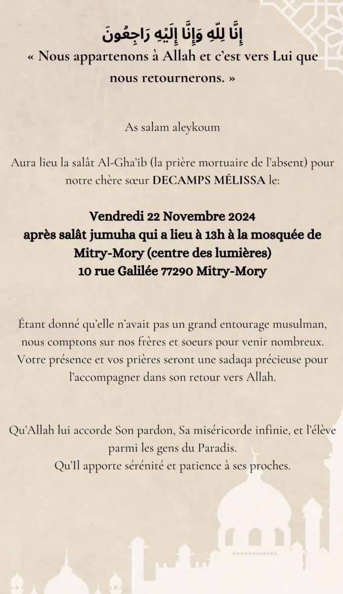 myaaes's tweet photo. Salât Janaza d’une reconverti, qu’Allah l’accueil dans son vaste paradis https://t.co/2hSyPf4847