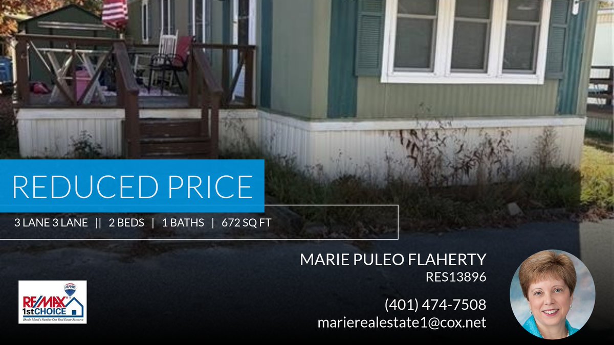 MariePuleo's tweet photo. 📍 Reduced Price 📍 This recently reduced home at 3 Lane 3 Lane in Coventry won't last long, so, don't wait to set up a showing! Reach out here or at (401) 474-7508 for more information!

Marie Puleo Flaherty
Re/Max 1ST Choice 
(40... https://t.co/62I74vUcEP https://t.co/rrYDb3CHgd