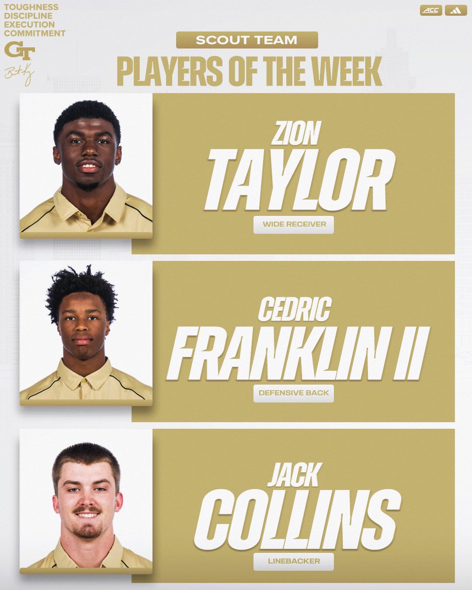 Georgia Tech Football (@georgiatechfb) on Twitter photo ππππΏπππ-πΌπππππππ πΌππΏ ππΎπππ πππΌπ πππΌππππ ππ πππ ππππ
<a href="/TrevionCooley/">Trevion Cooley</a> π
<a href="/JoshuaRob1nson/">Joshua Robinson</a> π
<a href="/_Zion2/">Zion Taylor</a> π€
<a href="/DBUCED/">Cedric Franklin II</a> π€
<a href="/JakCollins04/">Jack Collins</a> π€
#StingEm π ππππΏπππ-πΌπππππππ πΌππΏ ππΎπππ πππΌπ πππΌππππ ππ πππ ππππ
<a href="/TrevionCooley/">Trevion Cooley</a> π
<a href="/JoshuaRob1nson/">Joshua Robinson</a> π
<a href="/_Zion2/">Zion Taylor</a> π€
<a href="/DBUCED/">Cedric Franklin II</a> π€
<a href="/JakCollins04/">Jack Collins</a> π€
#StingEm π