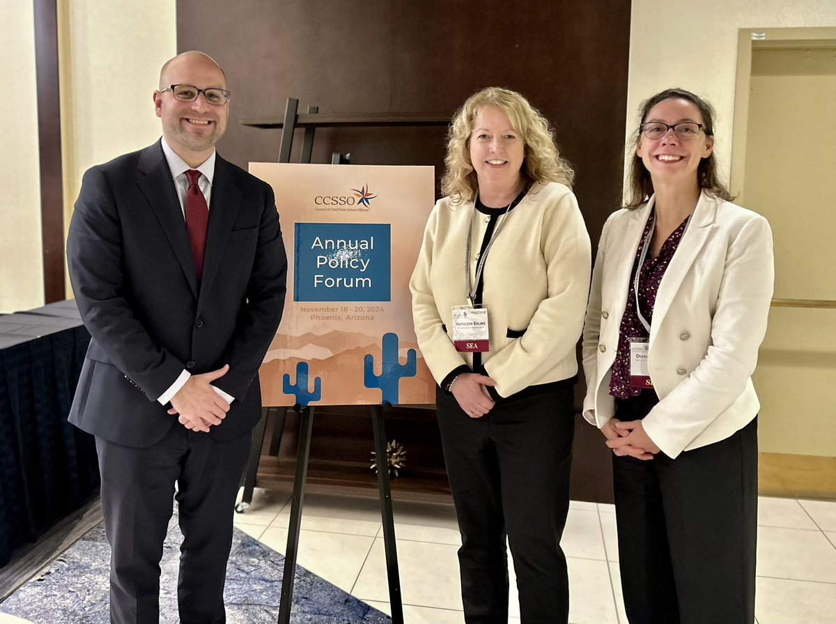 Acting Education Commissioner Dehmer and additional <a href="/NewJerseyDOE/">New Jersey Department of Education</a> staff are proud to attend the <a href="/CCSSO/">CCSSO</a> 2024 Annual Policy Forum in Phoenix, collaborating with education leaders from across the nation to share ideas and innovate for student success. #CCSSO #StatesLeading