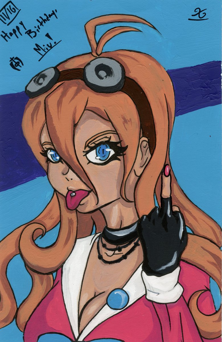 Xelemue53's tweet photo. Happy (late) Birthday, Miu.
Made use of the occasion to practice using acrylics.
I'm a little late cause I was having scanner problems.
#入間美兎生誕祭2024 
#入間美兎誕生祭2024
#miuiruma 
#danganronpa https://t.co/67uHurcvqB