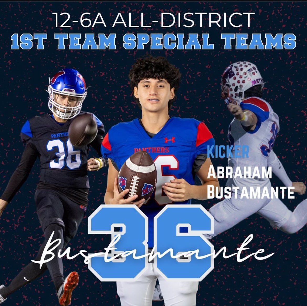 Abraham Bustamante (@abrahambus29) on Twitter photo Blessed to receive 6A-12 First team all district, thank you to all the coaches for an amazing season <a href="/coachBrian_Egan/">Brian Egan</a> <a href="/PKA_TX/">Performance Kicking</a> <a href="/JoshuaDWillis13/">Joshua Willis</a> <a href="/joe_gillespi3/">Joseph Gillespie</a> Blessed to receive 6A-12 First team all district, thank you to all the coaches for an amazing season <a href="/coachBrian_Egan/">Brian Egan</a> <a href="/PKA_TX/">Performance Kicking</a> <a href="/JoshuaDWillis13/">Joshua Willis</a> <a href="/joe_gillespi3/">Joseph Gillespie</a>